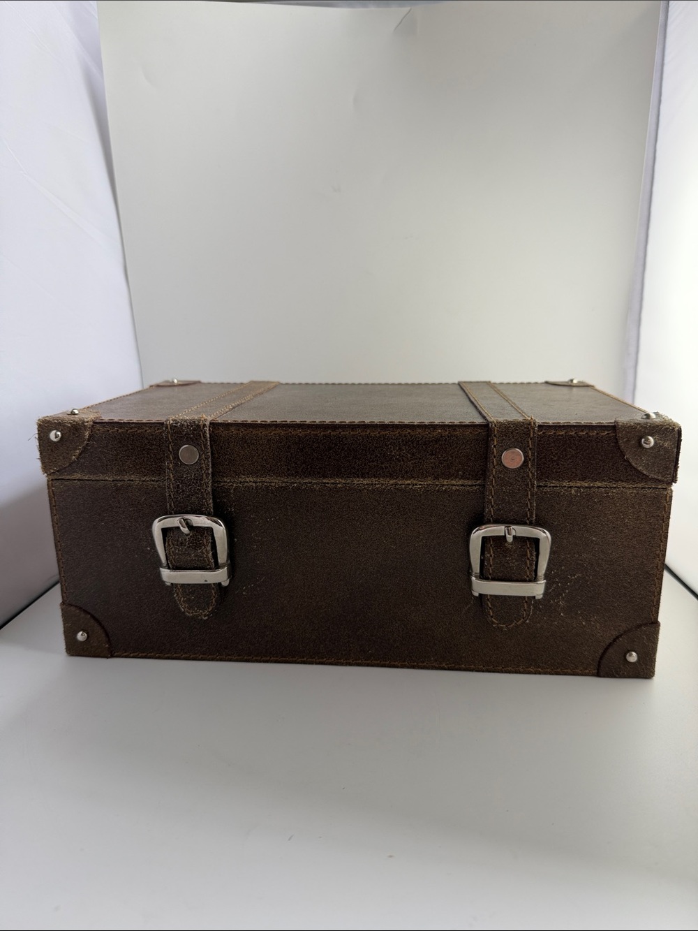Faux Brown Leather Box with magnetic closures Decorative Box